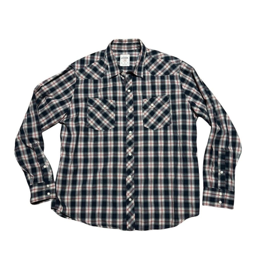 Fossil Men's‎ Plaid Long Sleeve Western Shirt Multicolor Size XL